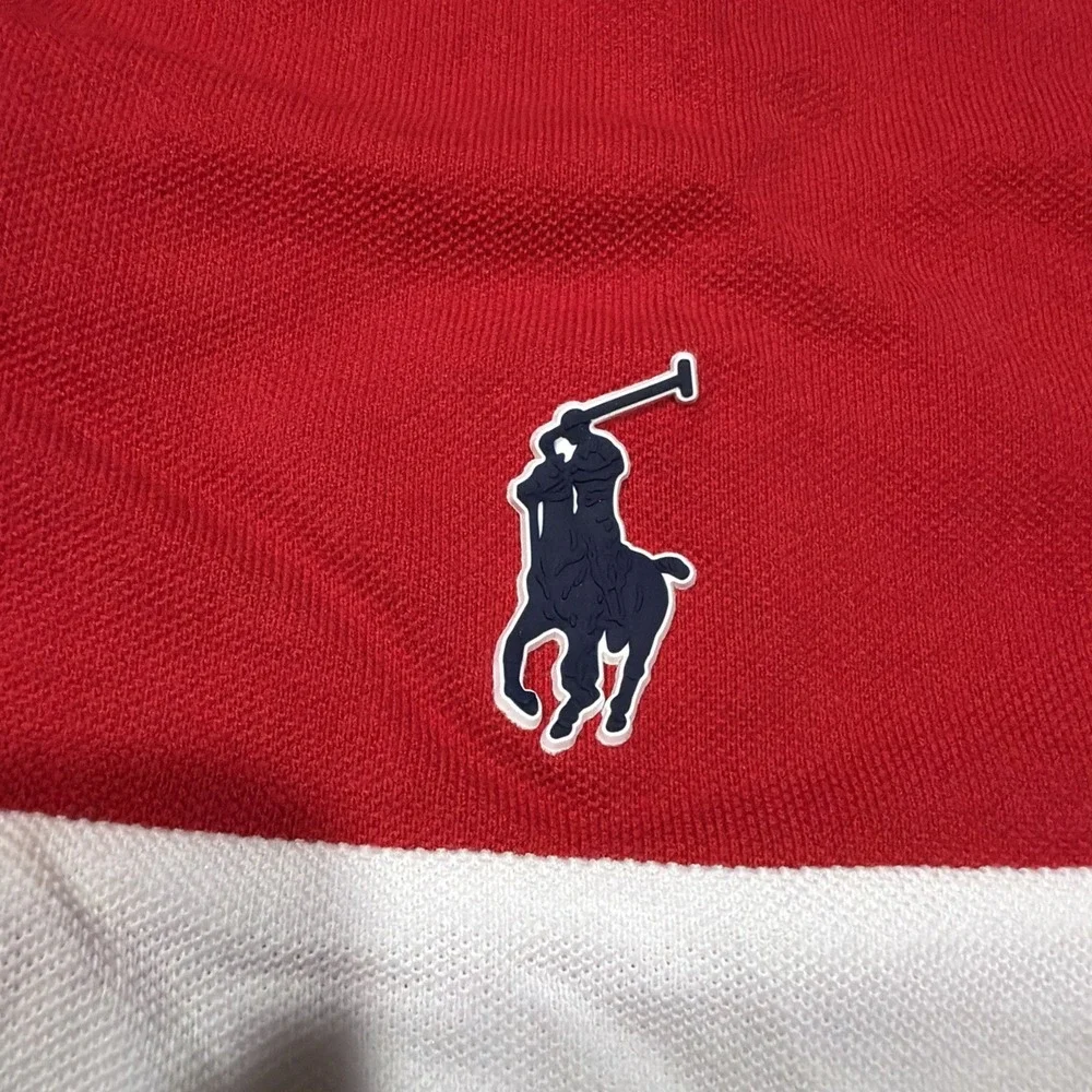 Polo Ralph Lauren Classic Fit Polo Shirt Men's LARGE‎ Red White Blue Colorblock